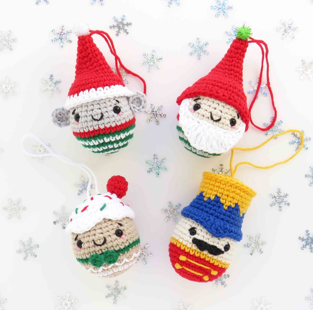 Set 4 in 1 Crochet Pattern Christmas Nutcracker, Gnome, Gingerbread man, Mouse. - 手工艺教程/工具书 - 其他材质 