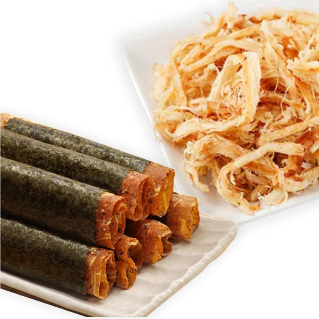 【特惠】海苔黄金烧/盒 + 炭烤鱿鱼丝 150g - 肉干/肉松 - 其他材质 