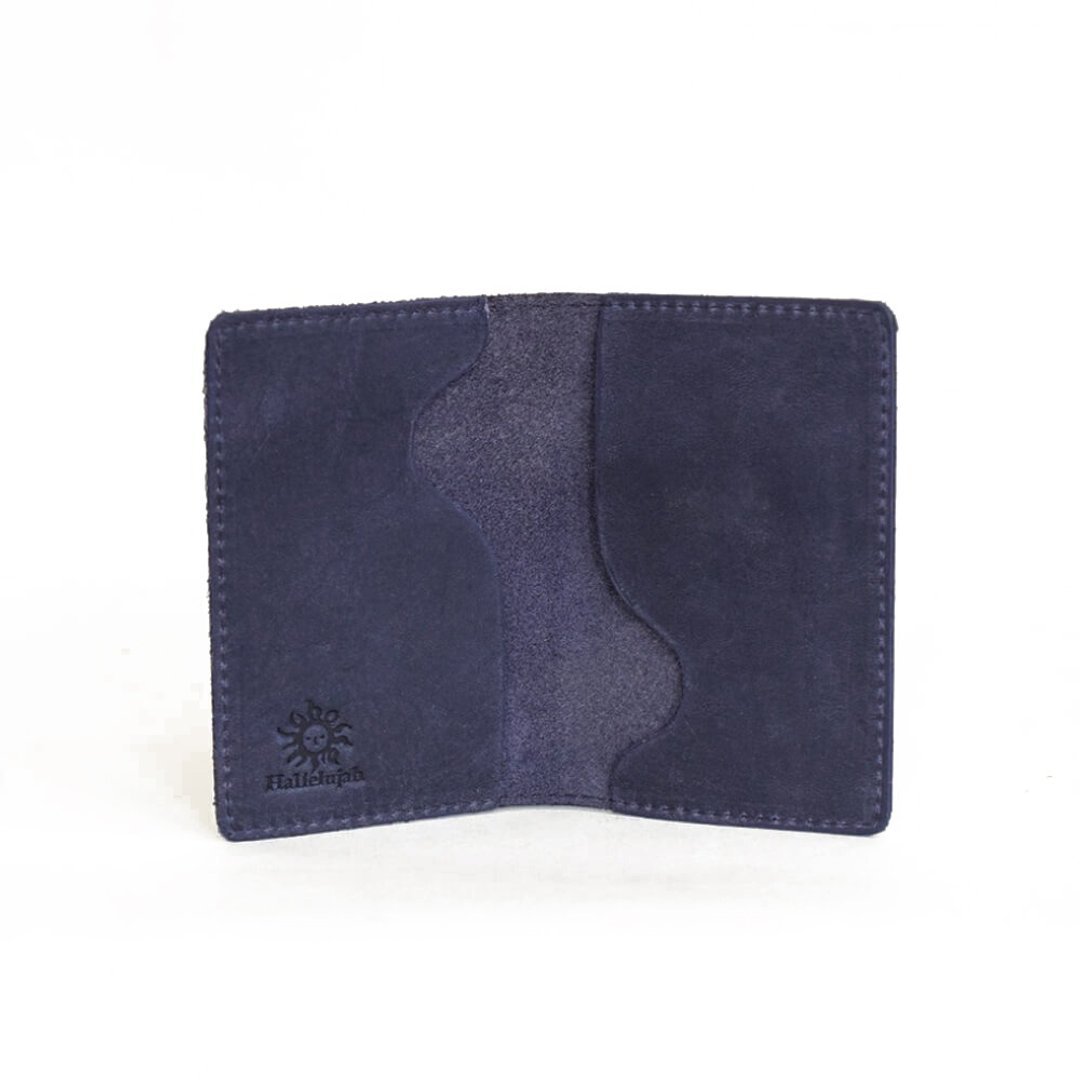 Business card case 2 pockets Cowhide business card holder Business Card case [Navy] HAK023 - 名片夹/名片盒 - 真皮 蓝色