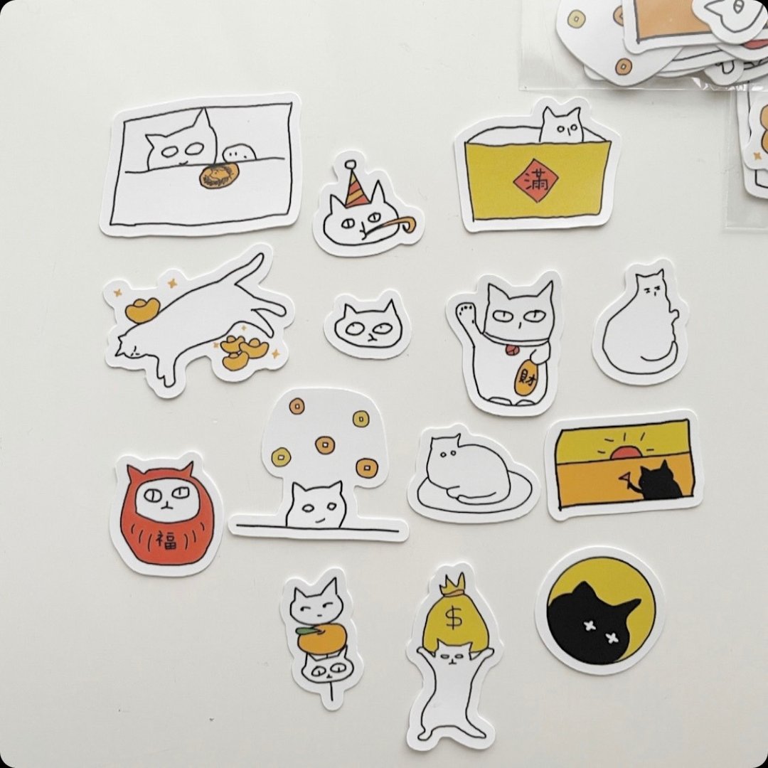a_good_bb_猫咪招财贴纸包 - 贴纸 - 纸 