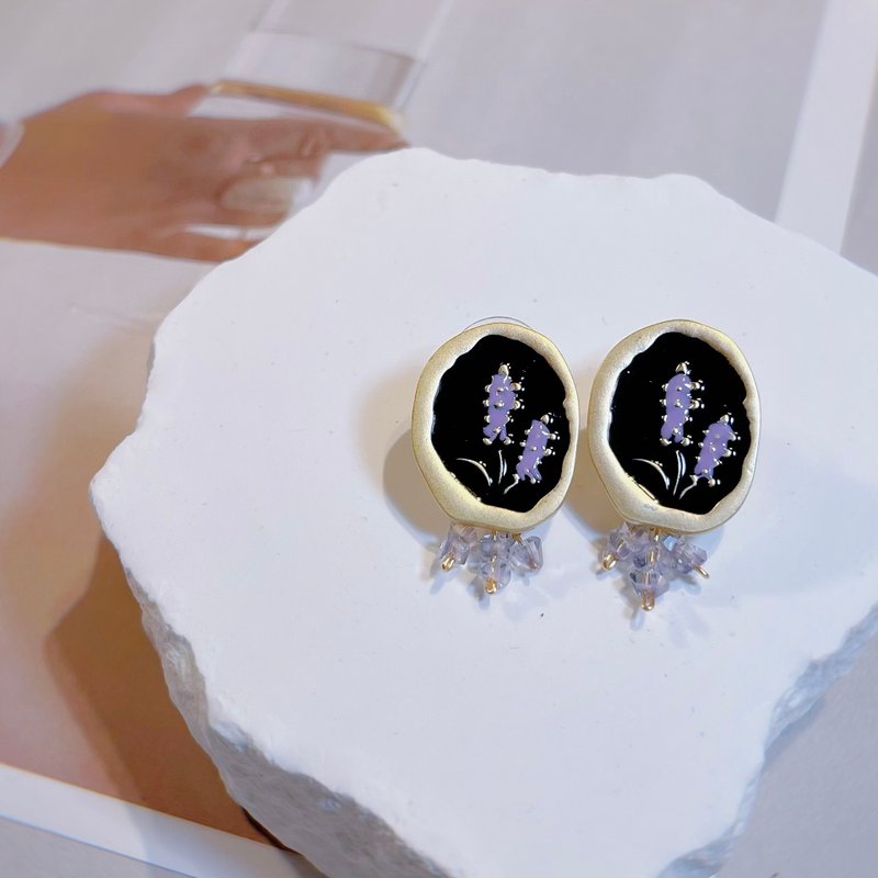 紫薰依依 - 耳环/耳夹 - 其他金属 紫色