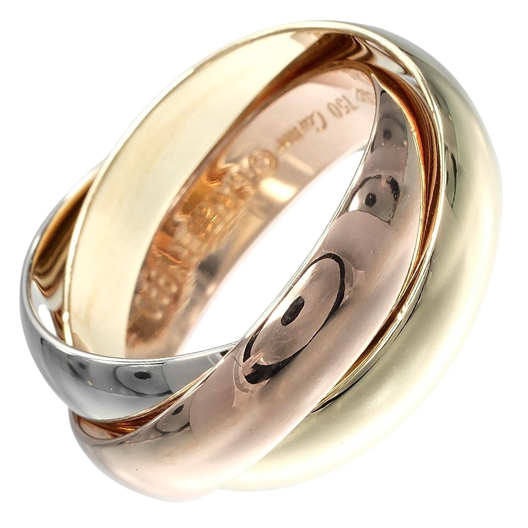 【日本直送】Cartier 戒指 Trinity 18号 5.1mm 宽版 18K金 YG PG WG 约13.6g 中古 A级 - 戒指 - 贵金属 金色