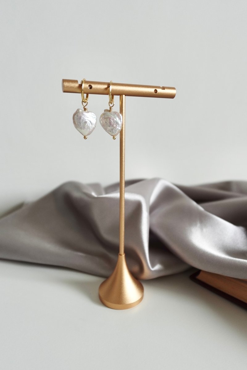 Lily Valley 心月如珠 | 手工串珠耳环 - 耳环/耳夹 - 半宝石 金色