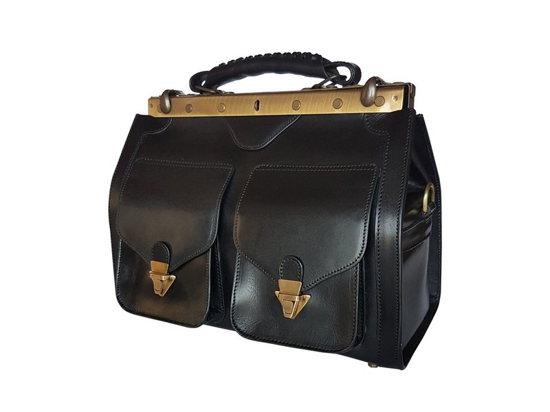 Old western bag (small) in vegetable-tanned leather - 手提包/手提袋 - 真皮 黑色