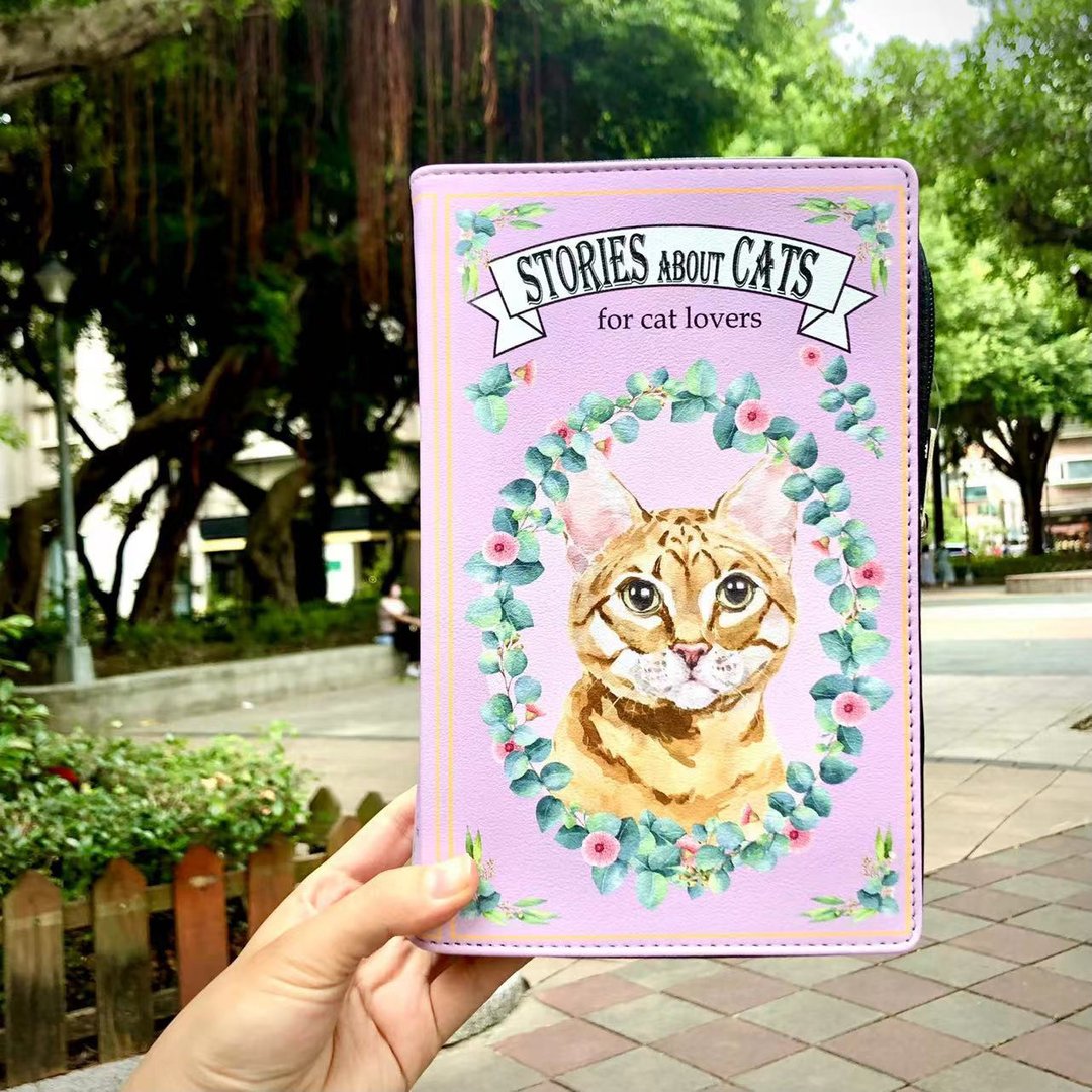 Stories About Cats 书本造型猫咪童趣肩背包 - 酷乐村 - 侧背包/斜挎包 - 人造皮革 紫色