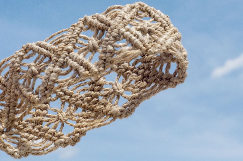 情人节礼物 男朋友礼物编织棉麻腰带/编织法皮带-镂空编织Macrame - 皮带/腰带 - 棉．麻 卡其色
