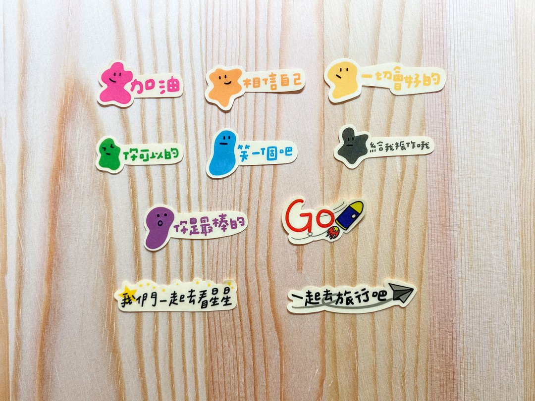 彩虹小怪物-透明贴纸/7张一包 - 贴纸 - 塑料 