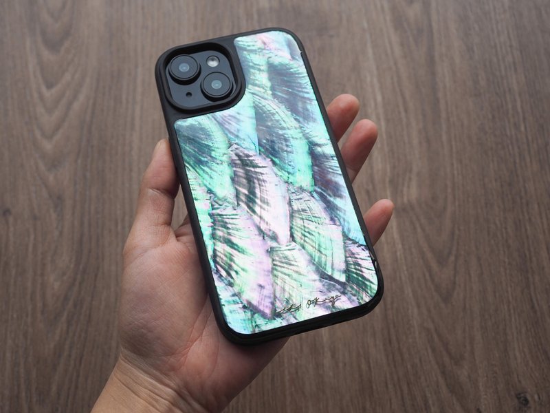 白色 珍珠母贝 手工手机壳 适用iPhone16,15,14,13,12,11 Pro Max - 手机壳/手机套 - 贝壳 白色