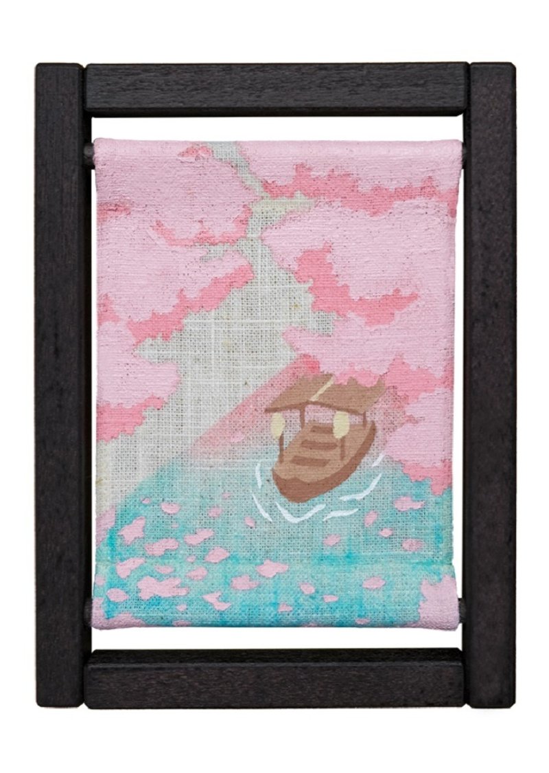 京都手绘亚麻画框-樱花花筏 - 摆饰 - 棉．麻 