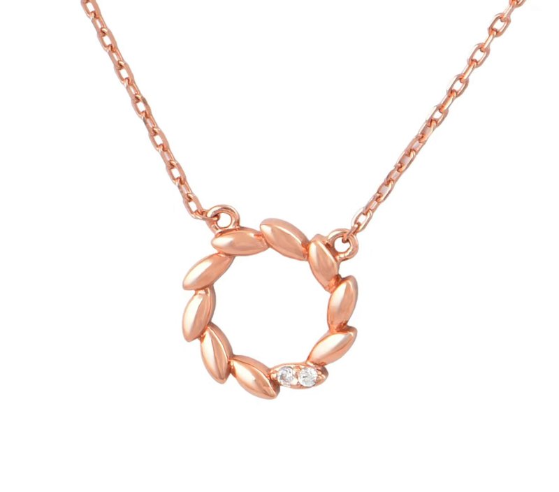 锆石 | 925 纯银麦子冠镶嵌锆石颈链 - 项链 - 纯银 