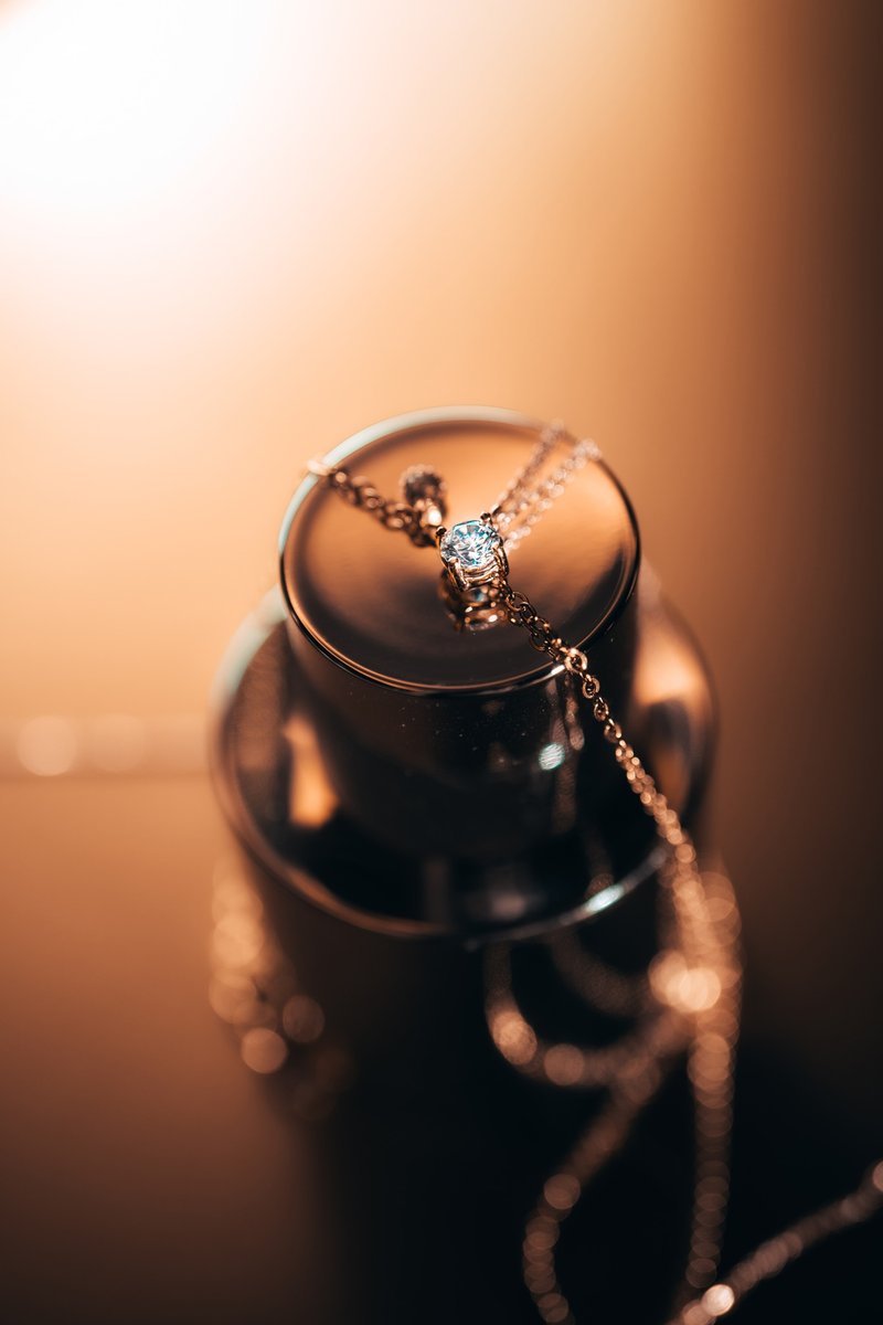 项链 14K 含纯金58.5% 加上爪镶锆石 意大利制造 总长40cm - 项链 - 贵金属 