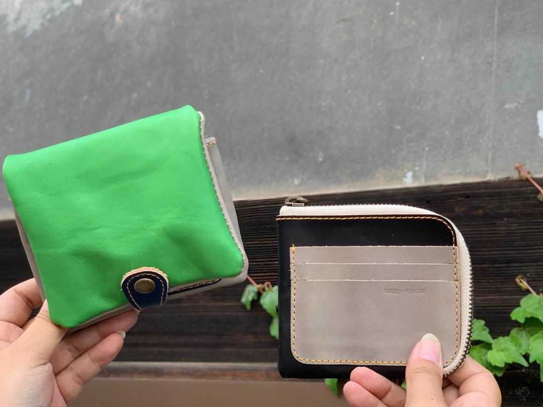 H-PLUMP Casual sect's man's MIX half plump wallet Plump cute HPW-GHHN-KHC-C - 皮夹/钱包 - 真皮 绿色