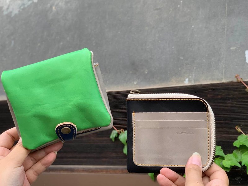 H-PLUMP Casual sect's man's MIX half plump wallet Plump cute HPW-GHHN-KHC-C - 皮夹/钱包 - 真皮 绿色