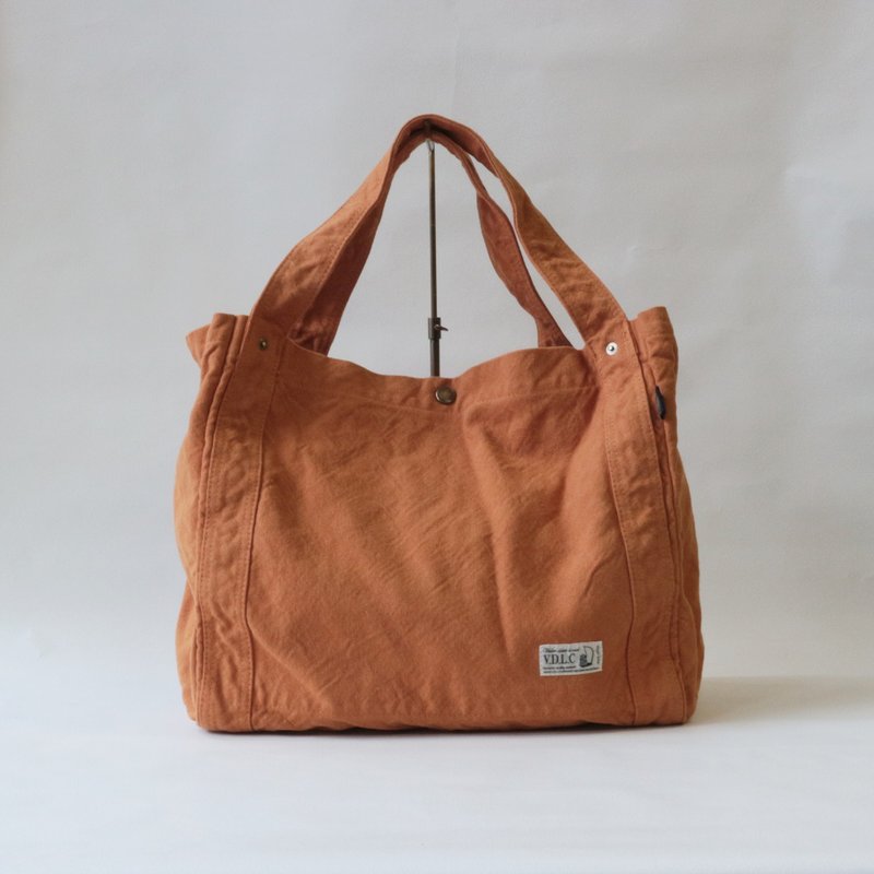 肩背托特包【2025 秋冬限定色・砖红】(VC-25) - 侧背包/斜挎包 - 棉．麻 咖啡色