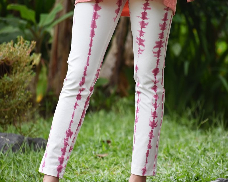 极致舒适的紧身直筒弹性扎染长裤 樱花粉 - 女装长裤 - 其他材质 粉红色