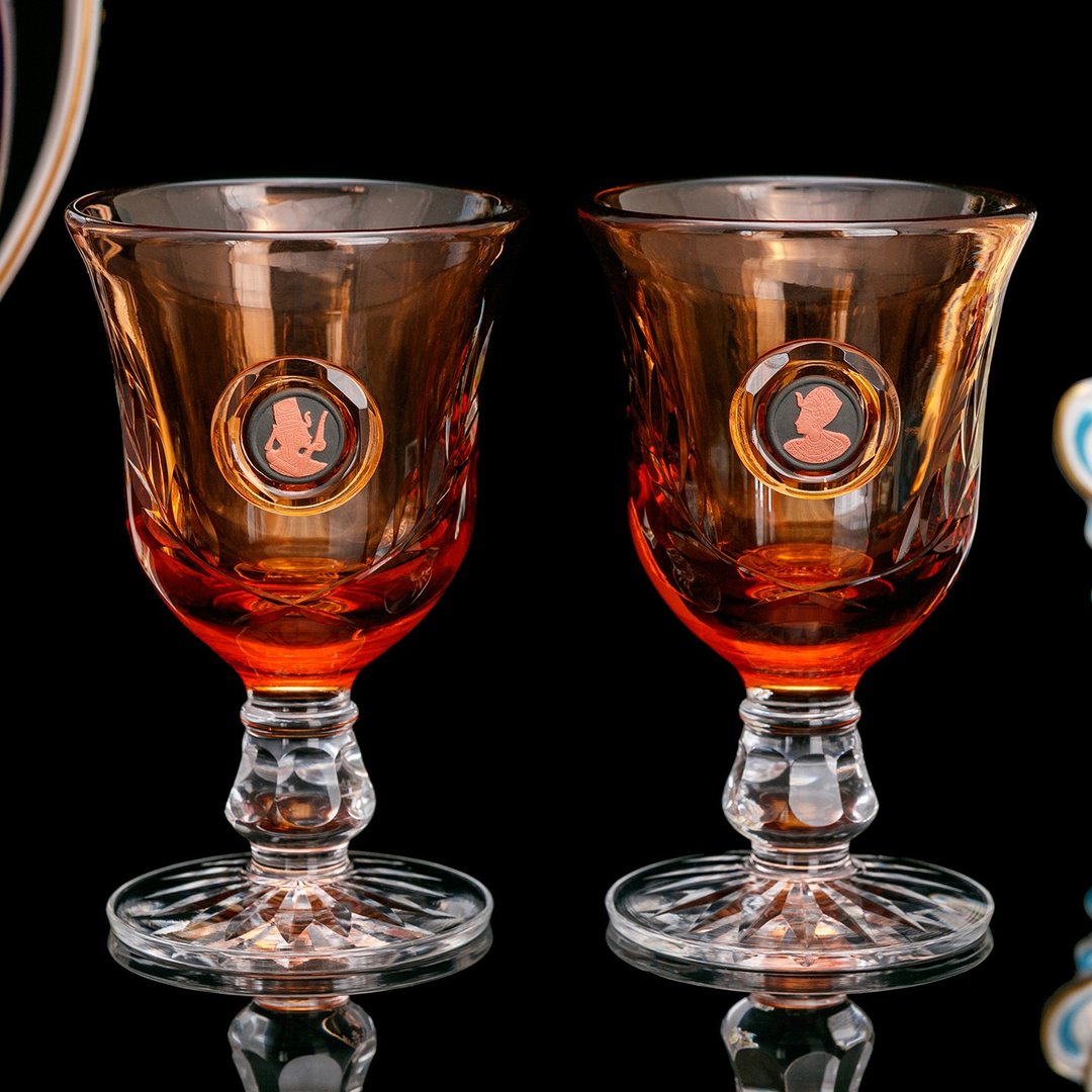 英国制 Wedgwood【埃及法老与王后】限量手工雕花水晶对杯 酒杯 - 酒杯/酒器 - 水晶 