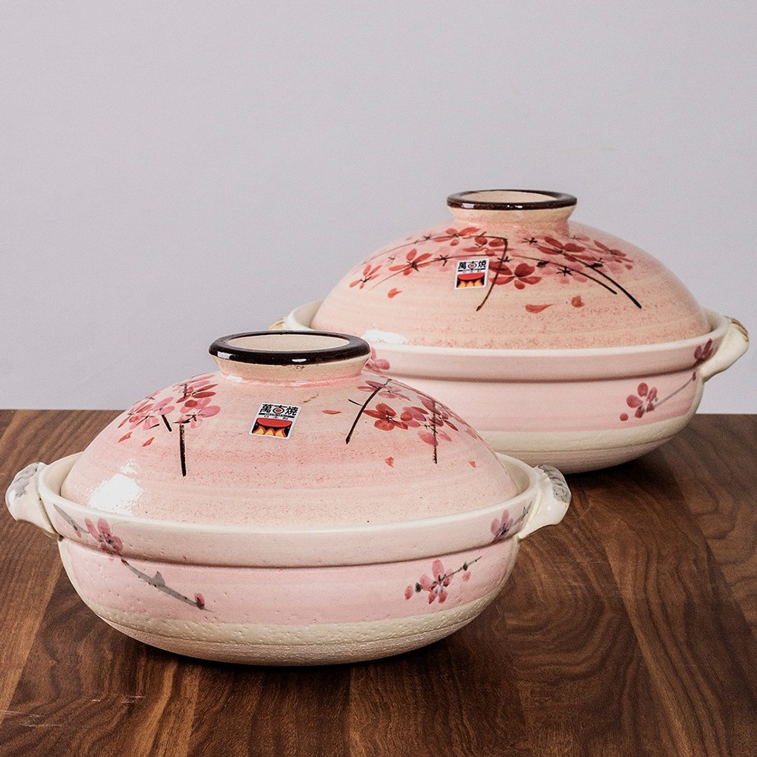 万古烧手绘樱花砂锅炖锅家用煲汤锅煲仔饭锅土锅 燃气电陶炉可用 - 锅具/烤盘 - 陶 