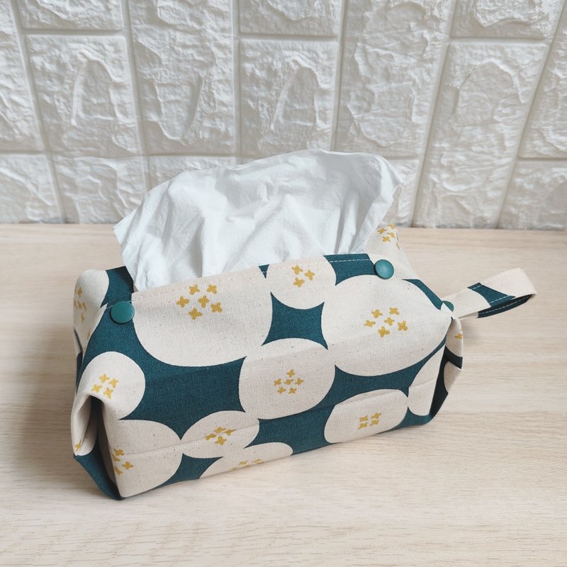 车用、露营用挂式面纸套/卫生纸套=面包花=绿 - 纸巾盒 - 棉．麻 绿色