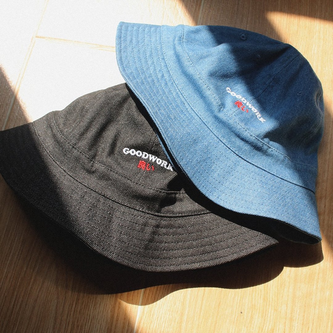香港品牌 洗水牛仔 圆顶渔夫帽 Denim Bucket Hat - 帽子 - 棉 多色