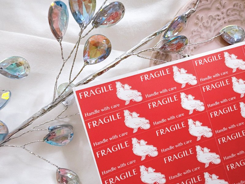 空邮贴纸 邮寄礼物 文具 品牌包装 鸭 易碎品 小心易碎 - 贴纸 - 纸 红色