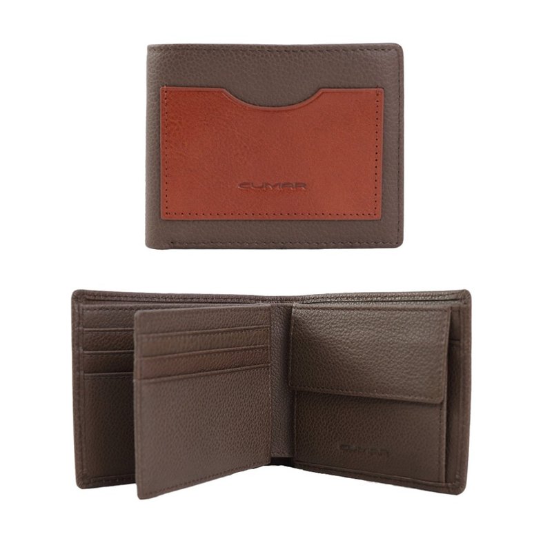CUMAR 头层牛皮+意大利树膏 POCKET 合页零钱袋短夹 - 皮夹/钱包 - 真皮 咖啡色