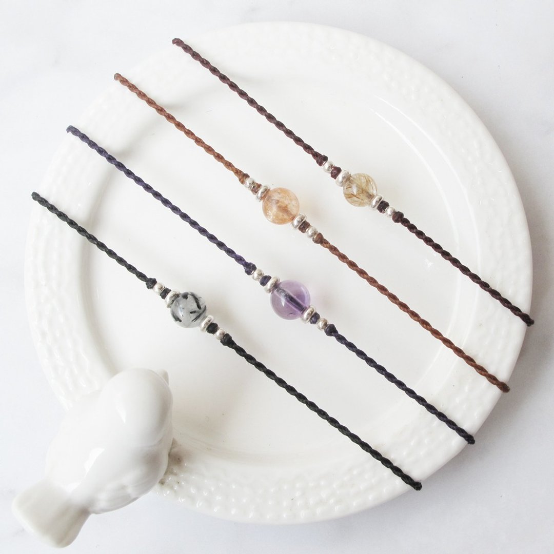 【水晶蜡绳系列】6mm 水晶 4 | 正能量极细蜡绳手链 | 大员囡仔 - 手链/手环 - 半宝石 多色