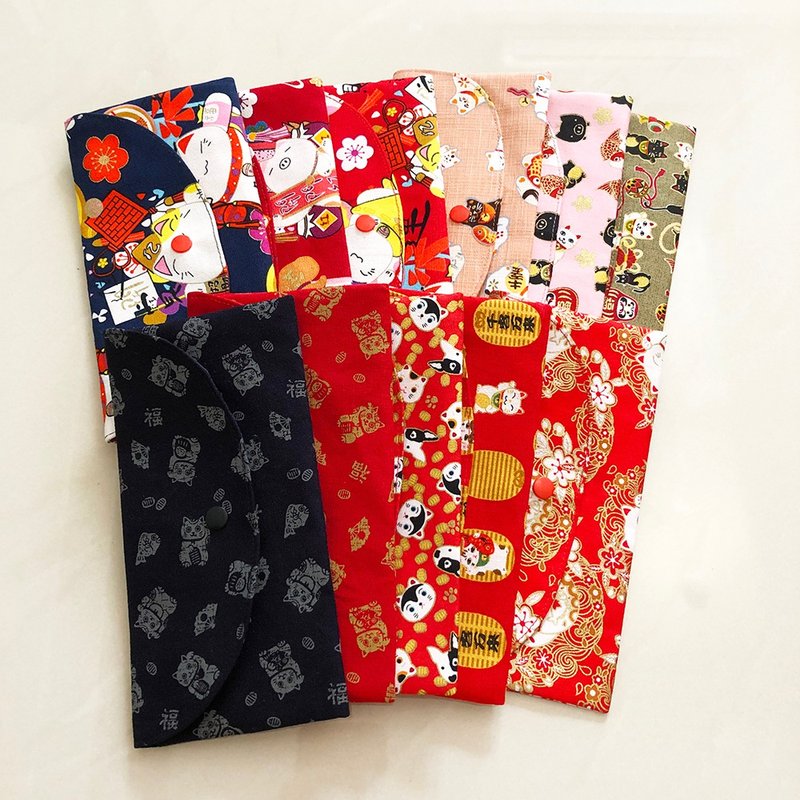 招财猫 手工长型布红包袋 存折袋 - 红包/春联 - 棉．麻 红色