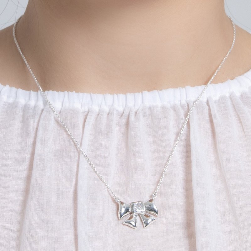 Haime 俏皮丝带项链（3mm立方） - 项链 - 纯银 多色