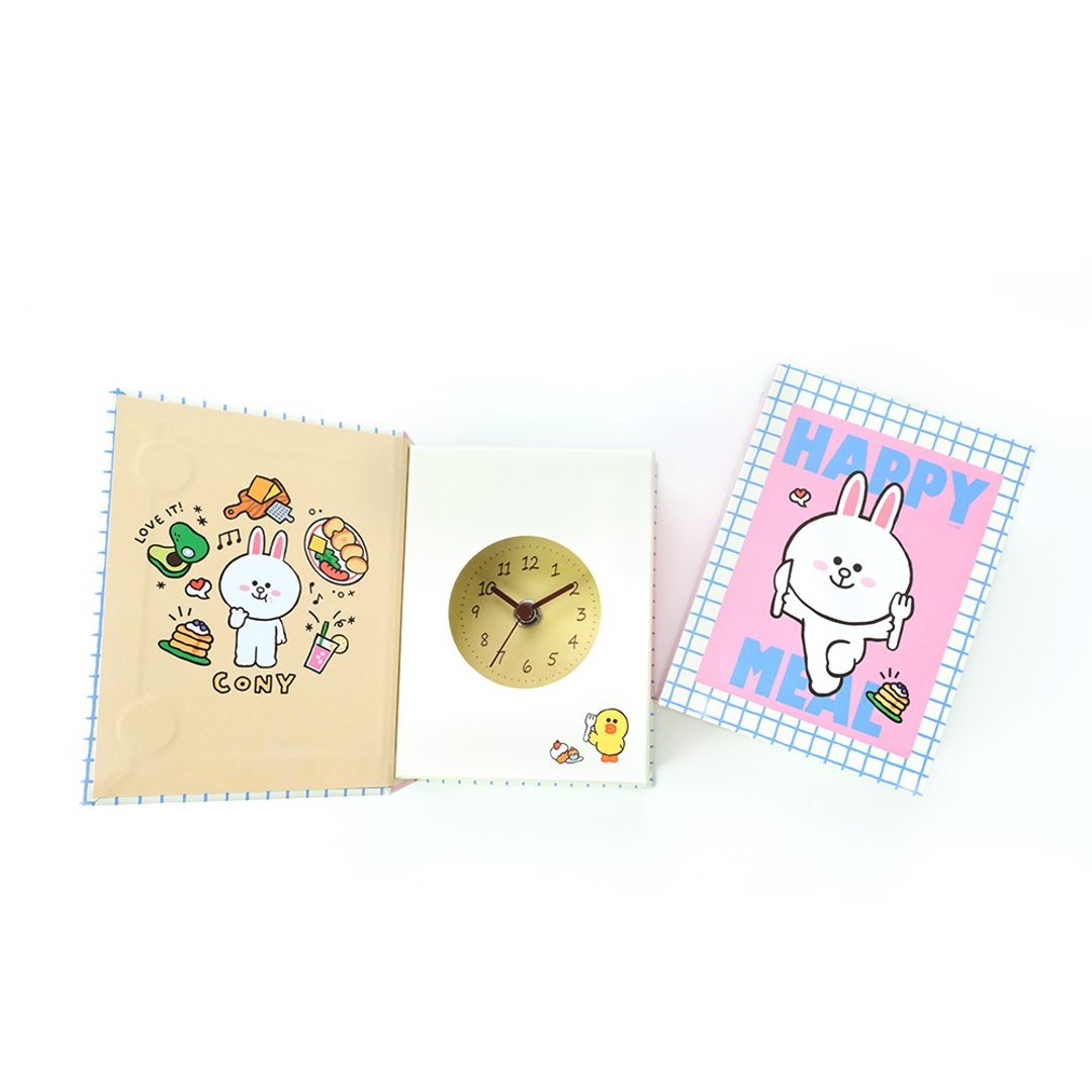 LINE FRIENDS书本桌钟- 开心兔兔餐 (无闹钟) - 摆饰 - 纸 粉红色