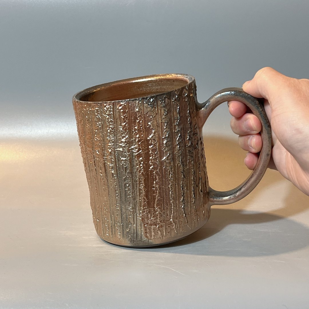 柴烧 600cc 金彩木纹马克杯 / 啤酒杯 / 小平凡手作 - 其他 - 陶 