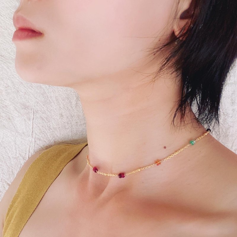 //隔壁有小姐// 14KGP 刚玉_14寸 颈链_ Eliza - 项链 - 半宝石 金色