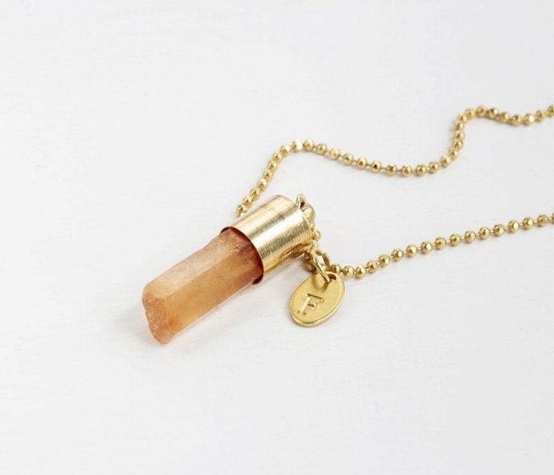 [彩虹光环] 浪漫白水晶镀彩原石手敲字母黄铜项链 原石手创 个性 极简 几何 情人节 生日礼物 纪念日 宴会 party 交换礼物 圣诞节 - 项链 - 宝石 