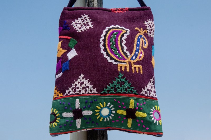 手工刺绣斜背包 民族风包 侧背包 肩背包 手工包 刺绣包-镜子刺绣 - 侧背包/斜挎包 - 棉．麻 多色