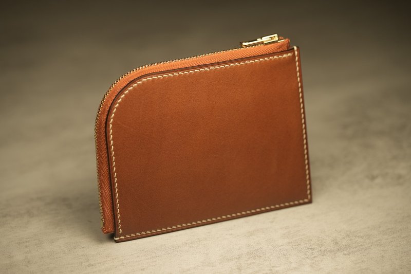 Herry Hsieh - L型拉链夹 / 小钱包 / 橘棕 - 零钱包 - 真皮 