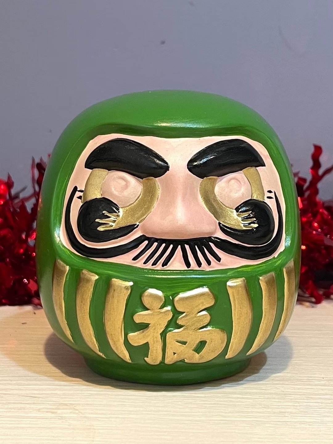 陶瓷祈愿招福不倒翁存钱筒 (绿) 健康运 - 储蓄罐 - 陶 绿色