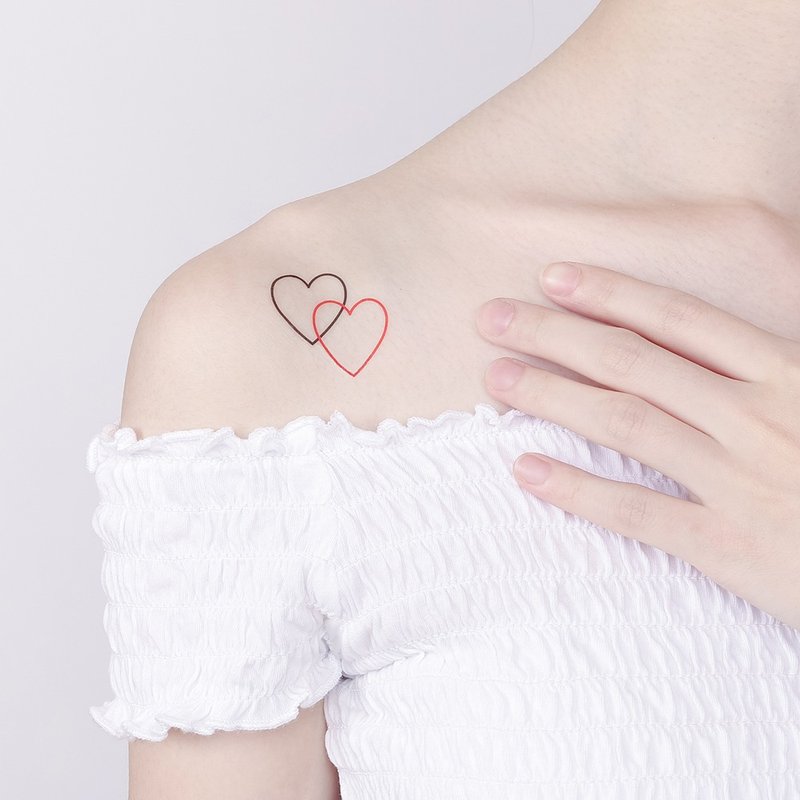 刺青纹身贴纸 - 心心相印 爱心 Surprise Tattoos - 纹身贴 - 纸 红色