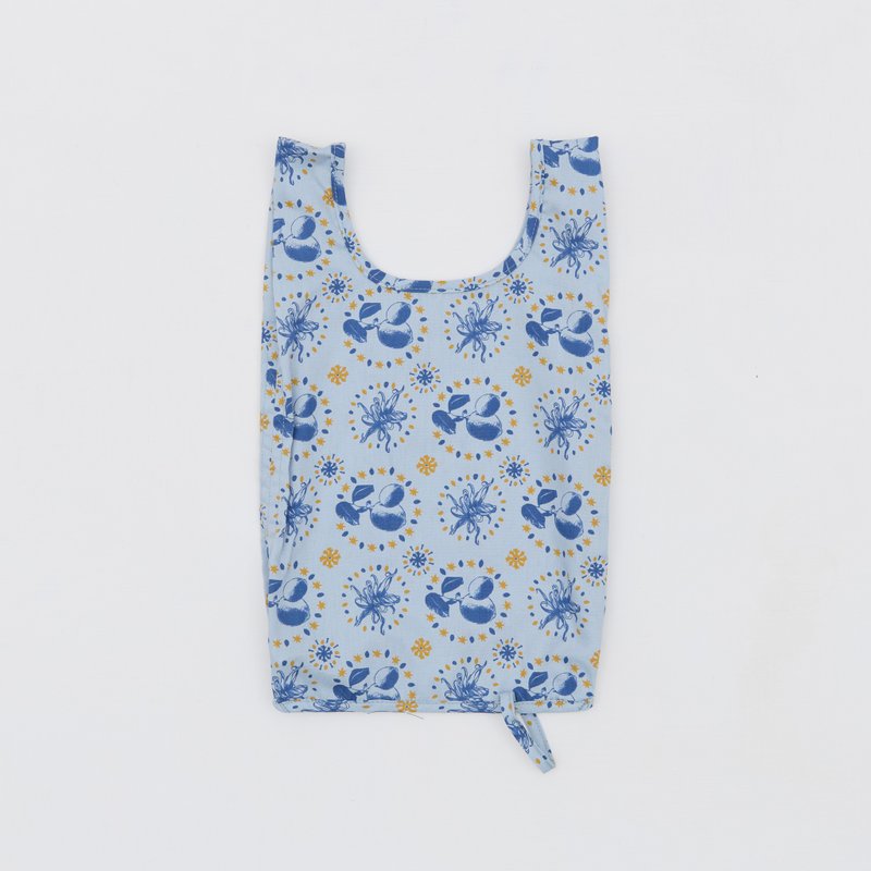 可收卷小背心袋/限定花色/香草植物蓝灰 - 手提包/手提袋 - 棉．麻 
