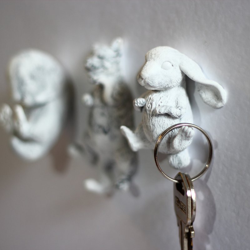 大理石。强力磁铁壁挂。兔子 - 冰箱贴/磁贴 - 其他材质 白色