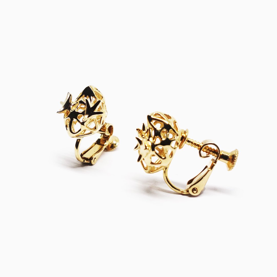 Golden little chick earring ~ear clip~K18GP SV925【Pio by Parakee】豆的小雞耳環 - 耳环/耳夹 - 其他金属 金色