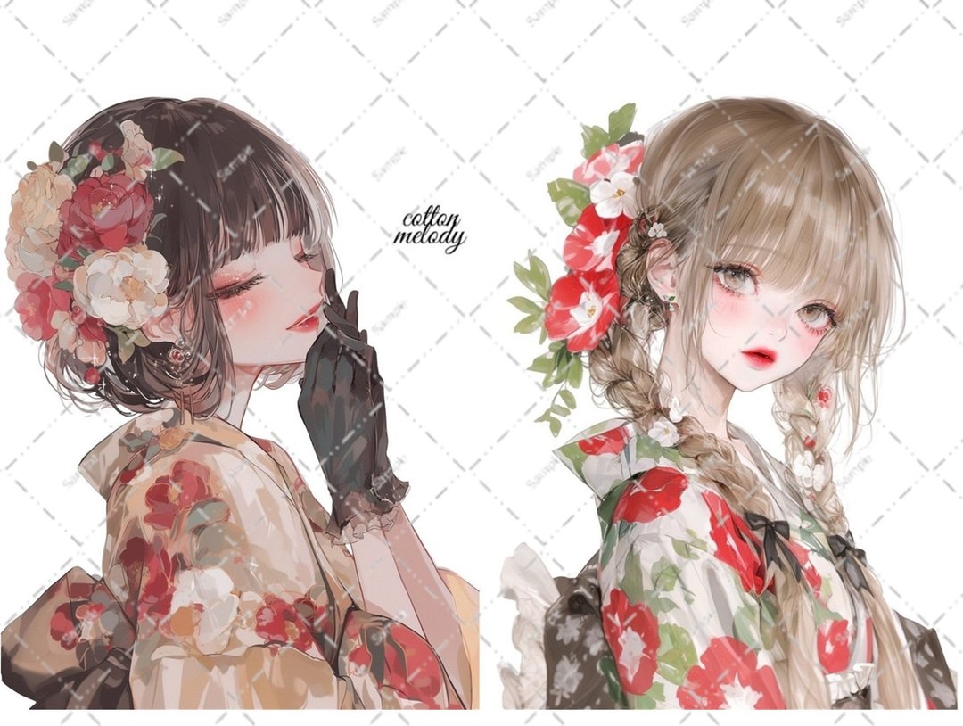 original sticker no.6320 人物贴纸 原创贴纸 人物贴纸 女孩贴纸 原创人物贴纸 - 贴纸 - 纸 