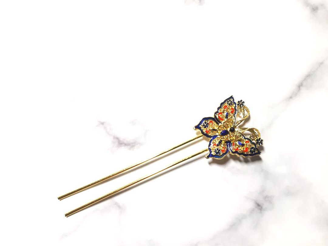 梦蝶 - 发簪 造型 双簪 - 发饰 - 其他金属 多色