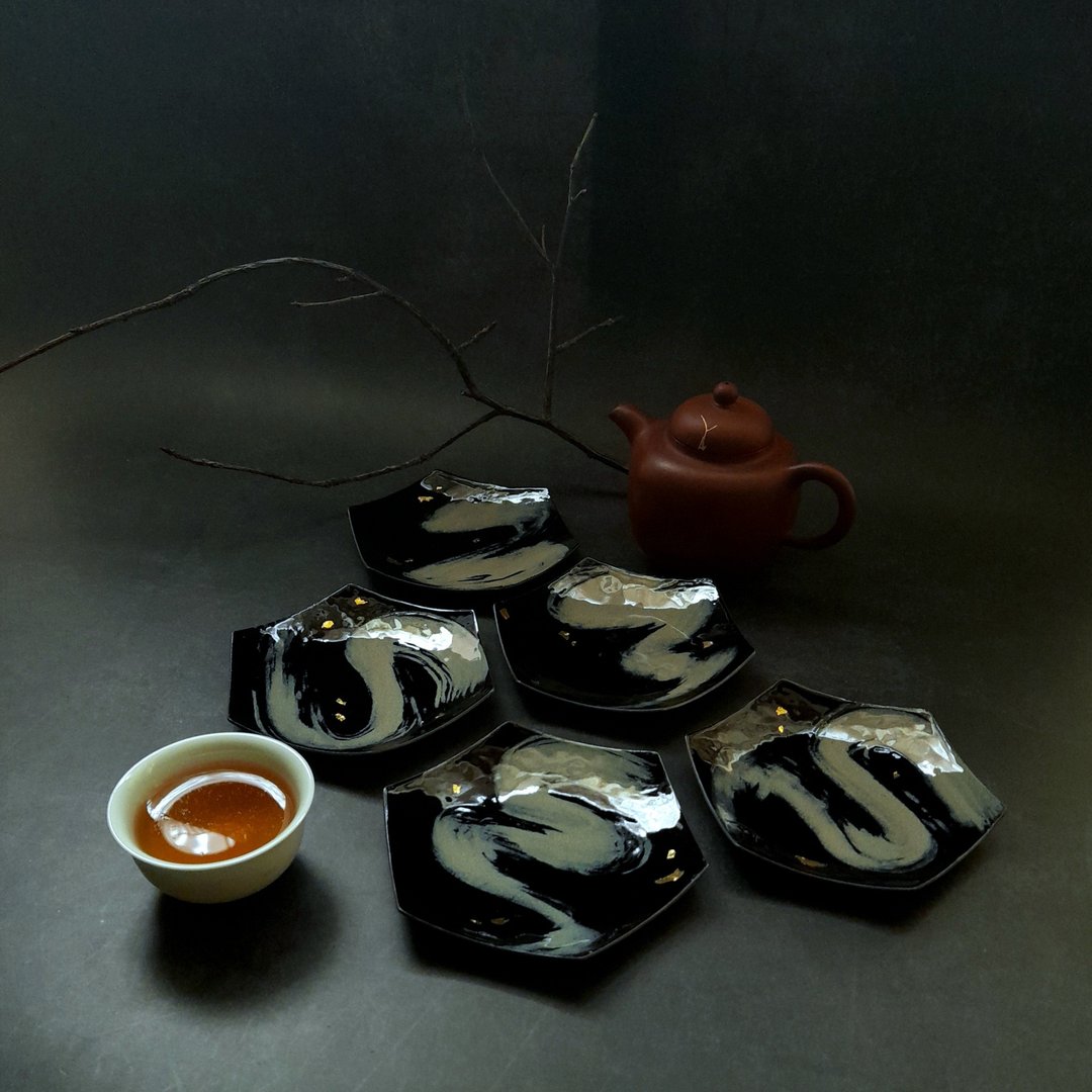 手制红铜珐琅杯托组【惊蛰-悠然】 - 茶具/茶杯 - 铜/黄铜 黑色