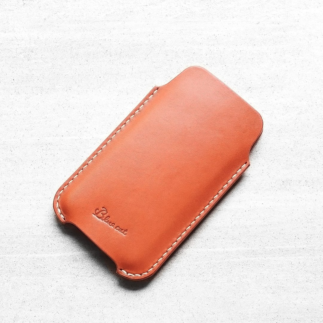 Crafted iPhone手机套－裸机用∣古驼红植鞣牛皮革∣多色 - 手机壳/手机套 - 真皮 橘色