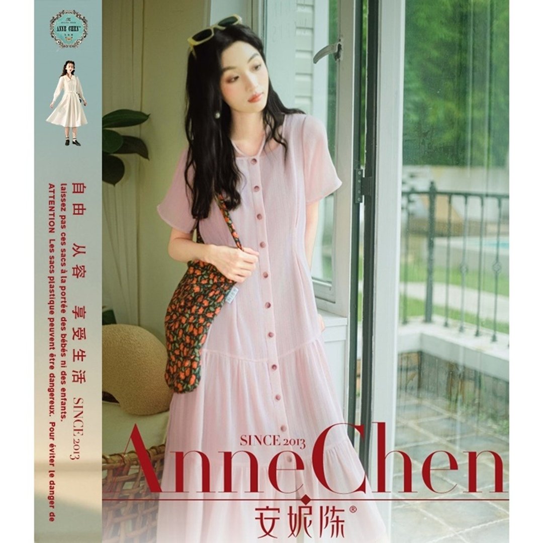 法式减龄今年流行的漂亮裙子海边度假蛋糕裙粉色夏连衣裙连身裙子 - 洋装/连衣裙 - 其他材质 粉红色