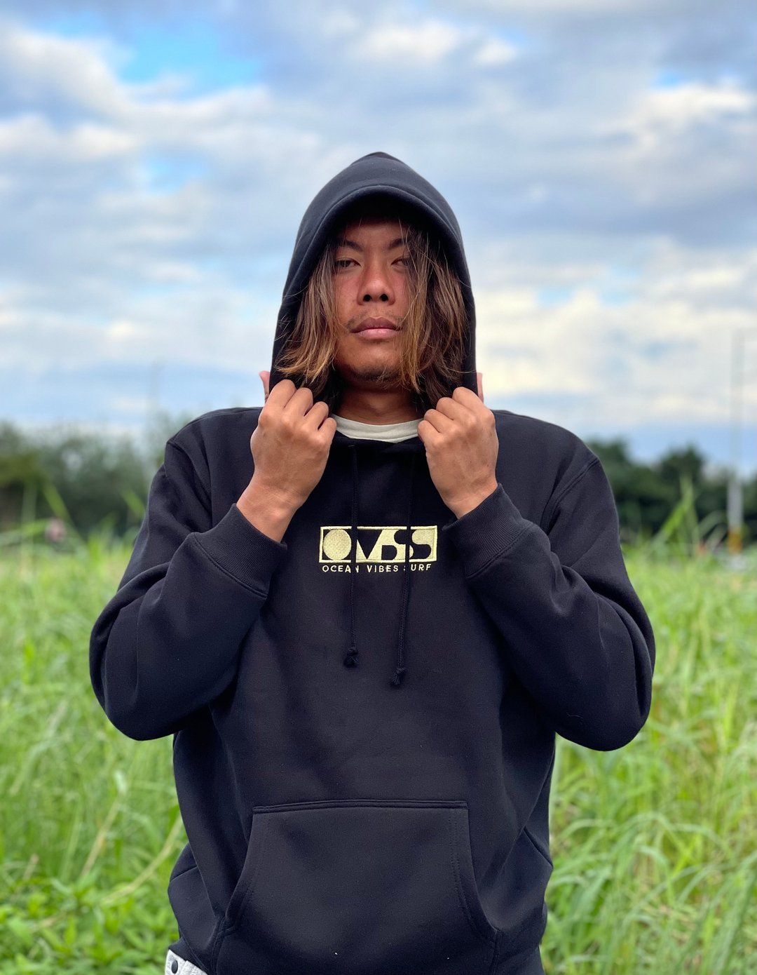 Ocean Vibes Surf Everyday Hoodie - 中性连帽卫衣/T 恤 - 棉 黑色