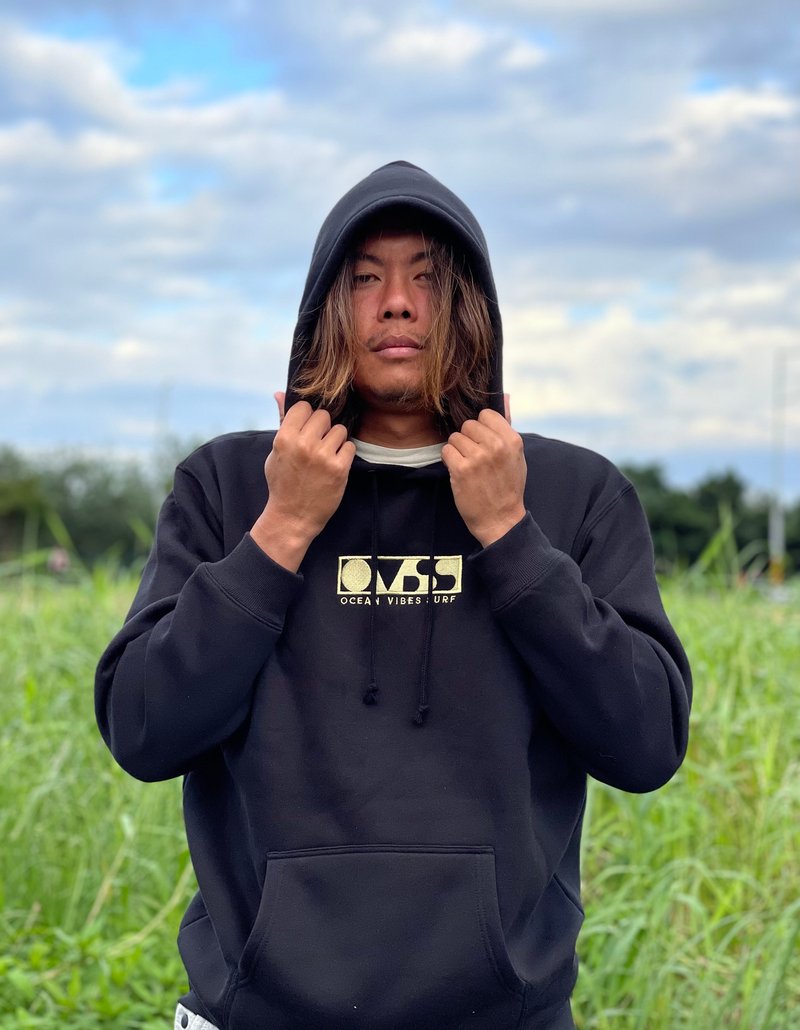 Ocean Vibes Surf Everyday Hoodie - 中性连帽卫衣/T 恤 - 棉．麻 黑色