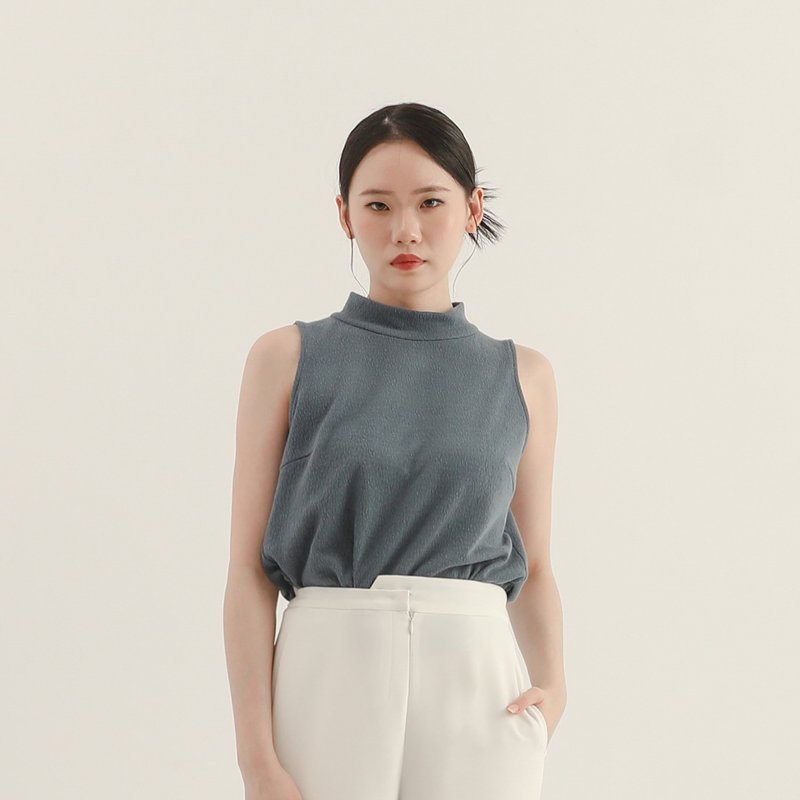 【经典原创】Image_形象立领皱褶背心_CLT012_蓝 - 女装背心 - 聚酯纤维 蓝色