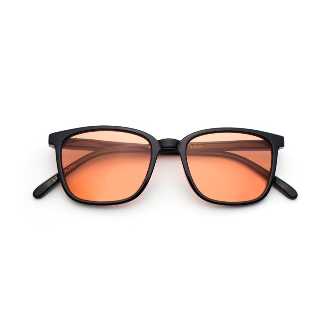 成人太阳眼镜 Wellington Frame 经典威灵顿墨镜 - 亮黑透橘 - 眼镜/眼镜框 - 塑料 黑色