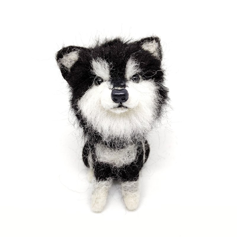 巨型阿拉斯加雪橇犬  订制宠物 坐姿-羊毛毡摆饰 - 订制抱枕/饰品 - 羊毛 黑色