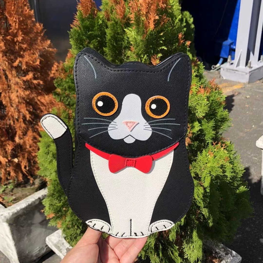 红领结奔驰猫童趣造型斜背包/动物包/手机包 酷乐村 - 侧背包/斜挎包 - 人造皮革 黑色